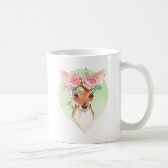 Fawn and pink roses coffee mug (Right)