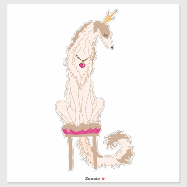 Fawn and Tan Royal Borzoi Die Cut Vinyl Sticker (Sheet)