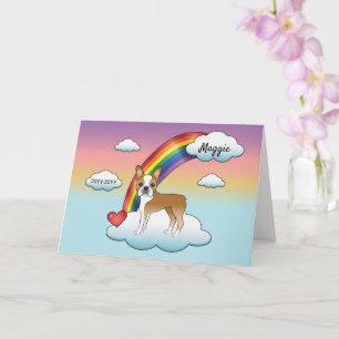 Fawn And White Boston Terrier Rainbow Memorial Card