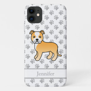 Fawn And White English Staffie Dog & Name Case-Mate iPhone Case