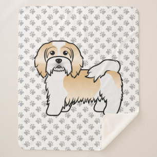 Fawn And White Havanese Cute Cartoon Dog Sherpa Blanket