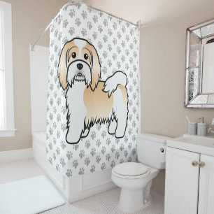 Fawn And White Havanese Cute Cartoon Dog Shower Curtain