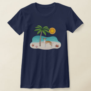Fawn And White Iggy Dog At A Tropical Summer Beach T-Shirt
