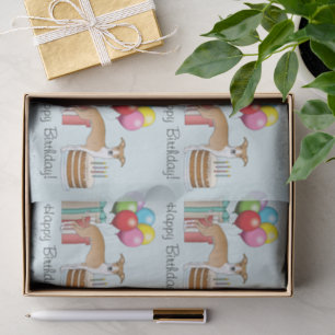 Fawn And White Italian Greyhound Colourful Birthda Tissue Paper