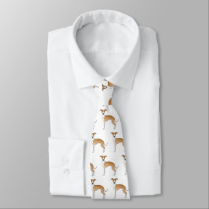 Fawn And White Italian Greyhound Cute Dog Pattern Tie