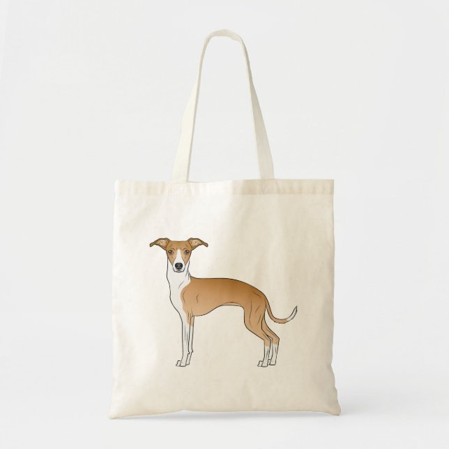 Fawn And White Italian Greyhound Dog Illustration Tote Bag (Front)