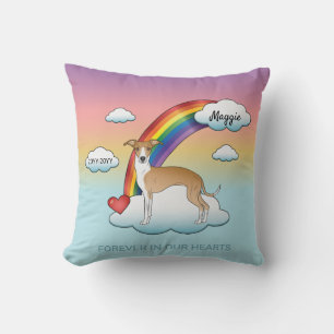 Fawn And White Italian Greyhound Rainbow Memorial Cushion