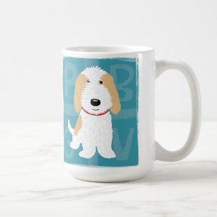 Fawn and White PBGV Cartoon Dog   Cute Canine Coffee Mug