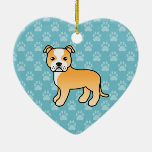 Fawn And White Staffordshire Bull Terrier Dog Ceramic Tree Decoration