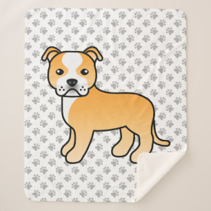 Fawn And White Staffordshire Bull Terrier Dog Sherpa Blanket