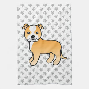 Fawn And White Staffordshire Bull Terrier Dog Tea Towel