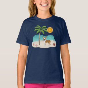 Fawn Boston Terrier At A Tropical Summer Beach T-Shirt