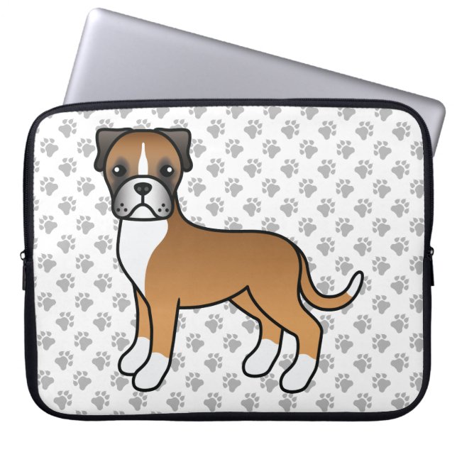 Fawn Boxer Cute Cartoon Dog Laptop Sleeve (Front)