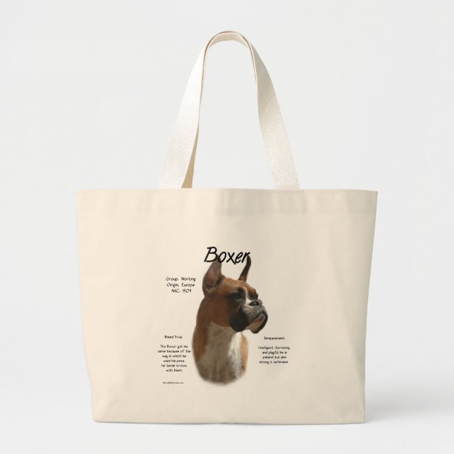 Fawn Boxer History  Large Tote Bag (Front)
