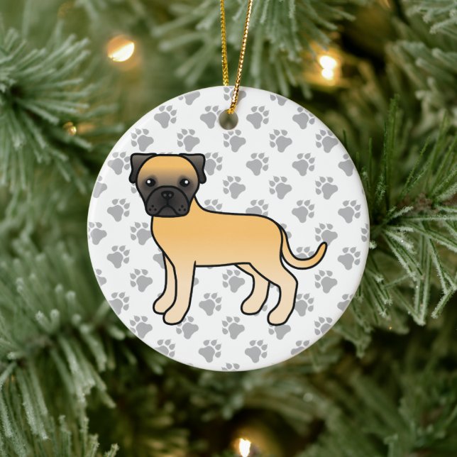 Fawn Bullmastiff Cute Cartoon Dog Ceramic Tree Decoration (Tree)
