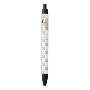 Fawn Bullmastiff Cute Cartoon Dog & Name Black Ink Pen