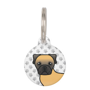 Fawn Bullmastiff Cute Cartoon Dog & Pet's Info Pet Tag