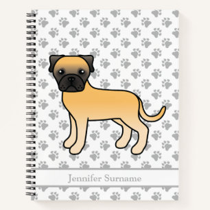 Fawn Bullmastiff Cute Cartoon Dog & Text Notebook