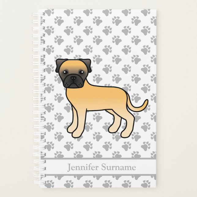 Fawn Bullmastiff Cute Cartoon Dog & Text Planner (Front)