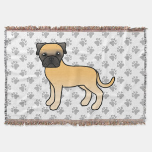 Fawn Bullmastiff Cute Cartoon Dog Throw Blanket
