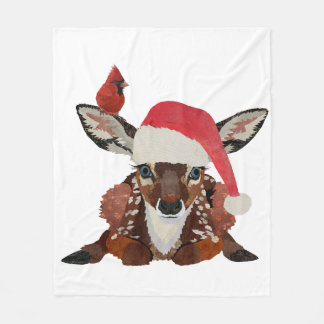 FAWN & CARDINAL CHRISTMAS FLEECE BLANKET