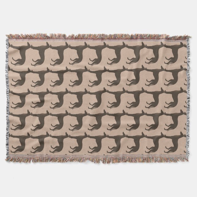 Fawn Colour Greyhound Dog Silhouette Pattern Throw Blanket (Front)