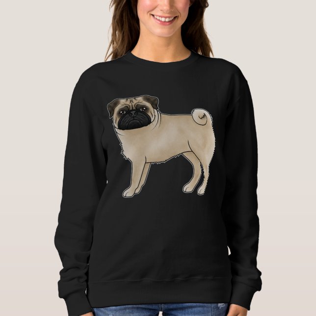 Fawn Colour Pug Mops Dog Breed Animal Design Sweatshirt (Front)