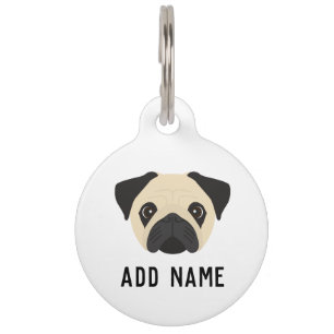 Fawn Coloured Pug Dog Pet Tag
