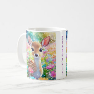 Fawn Cute Deer Animal Personalised Girls Name Coffee Mug