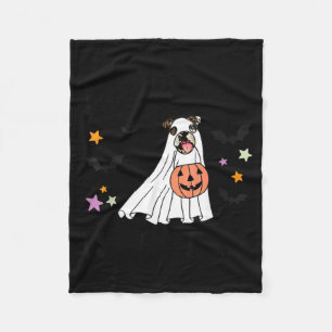 Fawn English Bulldog Is Boo Dog Lover Halloween Fleece Blanket