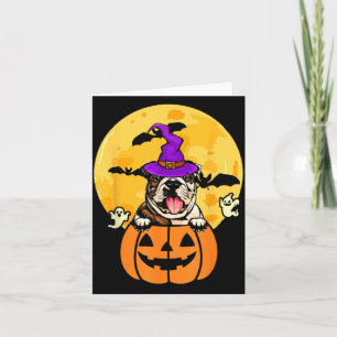 Fawn English Bulldog Witch Dog Lover Halloween Card