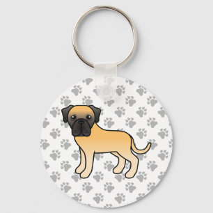 Fawn English Mastiff Cute Cartoon Dog Key Ring