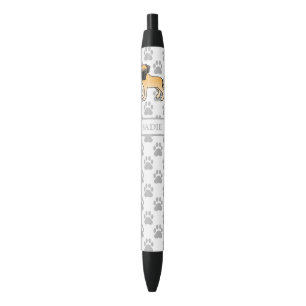 Fawn English Mastiff Cute Cartoon Dog & Name Black Ink Pen