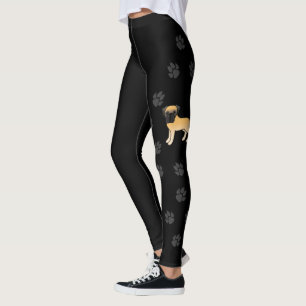 Fawn English Mastiff Cute Cartoon Dog & Paws Leggings