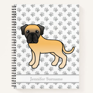 Fawn English Mastiff Cute Cartoon Dog & Text Notebook