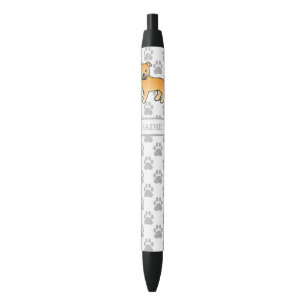Fawn English Staffie Cute Cartoon Dog & Name Black Ink Pen