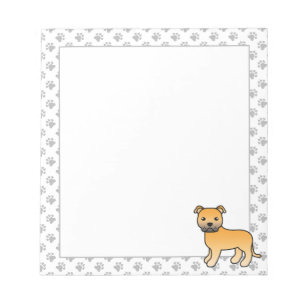 Fawn English Staffie Cute Cartoon Dog Notepad
