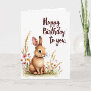 Fawn Floral Birthday Card