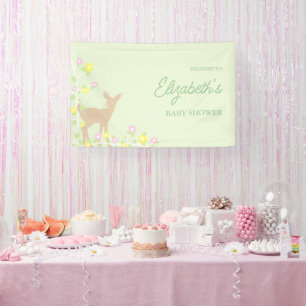 Fawn Floral Girl Baby Shower Banner