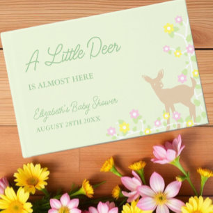 Fawn Floral Girl Baby Shower Guest Book