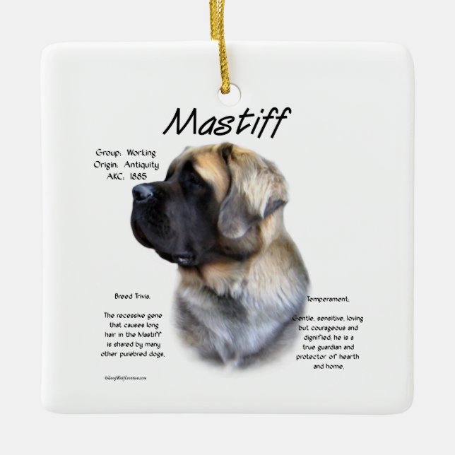 Fawn Fluffy Mastiff History  Ceramic Ornament (Front)