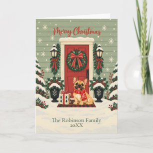 Fawn French Bulldog Christmas Personalised Folded Holiday Card