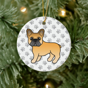 Fawn French Bulldog Cute Cartoon Dog Ceramic Tree Decoration