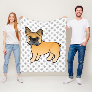 Fawn French Bulldog Cute Cartoon Dog Fleece Blanket
