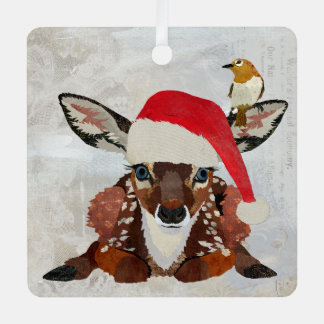 FAWN & GOLDEN BIRD CHRISTMAS METAL TREE DECORATION