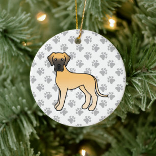 Fawn Great Dane Cute Cartoon Dog Ceramic Tree Decoration