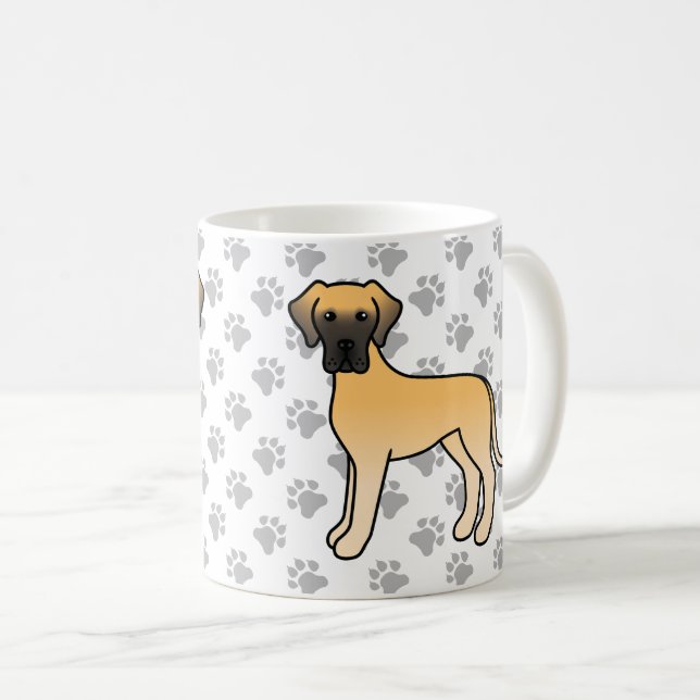 Fawn Great Dane Cute Cartoon Dog Coffee Mug (Front Right)