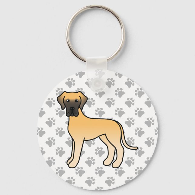 Fawn Great Dane Cute Cartoon Dog Key Ring (Front)