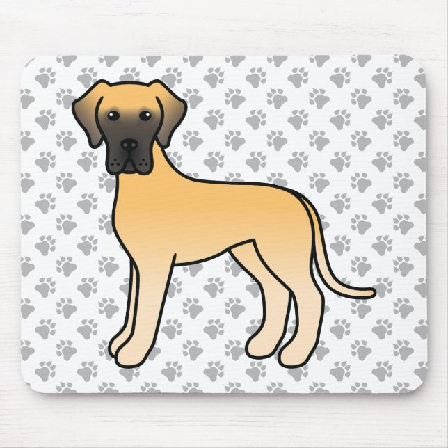 Fawn Great Dane Cute Cartoon Dog Mouse Pad (Front)