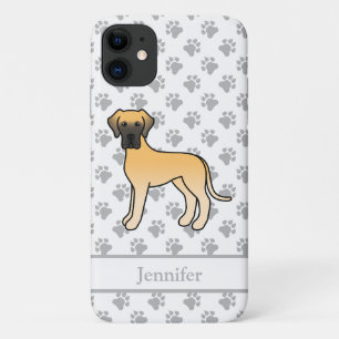 Fawn Great Dane Cute Cartoon Dog & Name Case-Mate iPhone Case